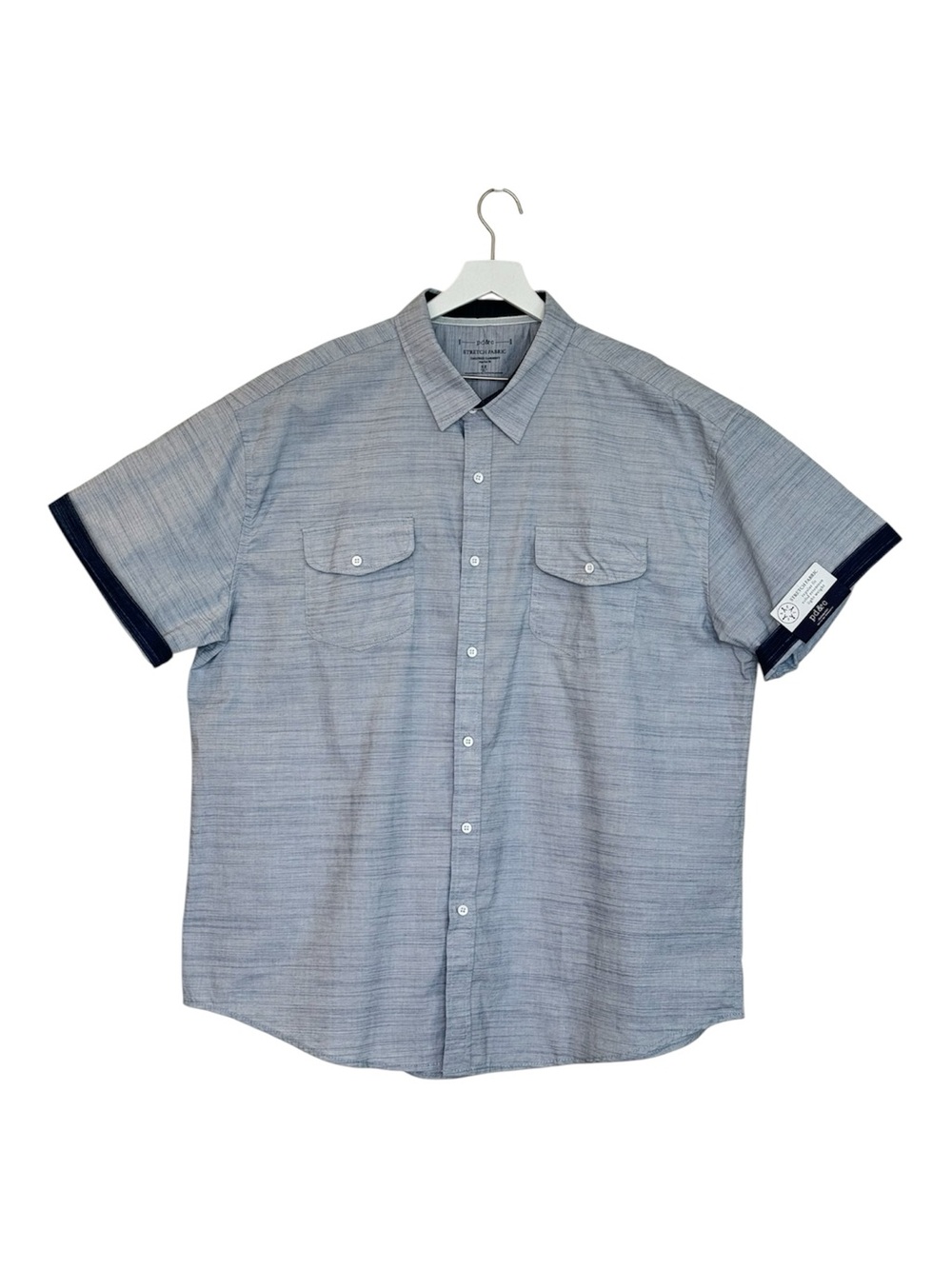 PD&C Stretch Fabric Regular Fit Lightweight Casual Button Down Blue Size 3X